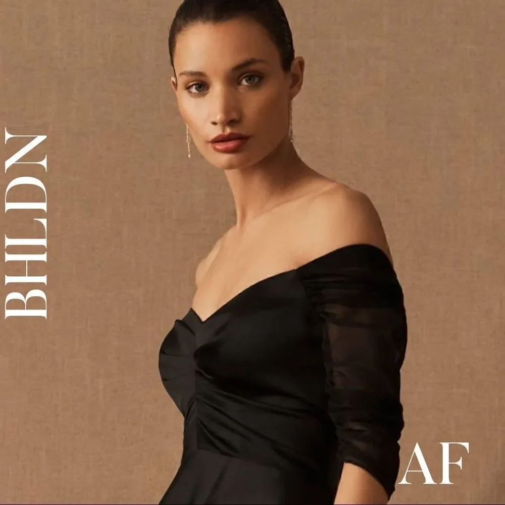 BHLDN BOWDEN SATIN GOWN BLACK NEW NWT SIZES 6